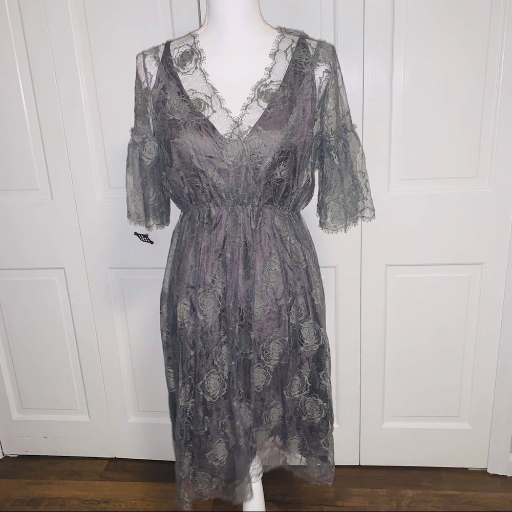 Robert Rodriquez Lace Overlay Empire Waist Dress
